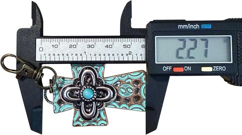 Rustic Patina Cross Purse Charm – Handmade Western Bag Charm with Turquoise Accent | Faith Gift for Women in Kuwait