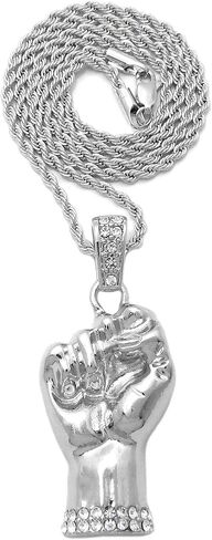 NYFASHION101 Stud Power Fist Pendant Pendant with 3mm Rope Chain Necklace in Saudi Arabia