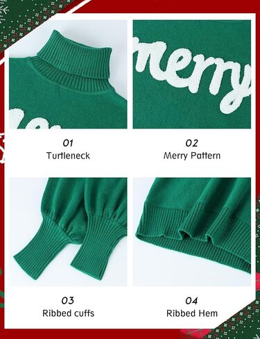 Wyeysyt Ugly Christmas Sweater Women Batwing Sleeve Turtleneck Merry Christmas Sweaters Xmas Knitted Pullover Tops in Saudi Arabia
