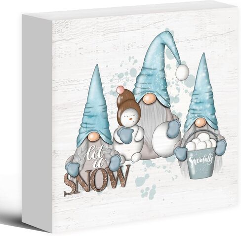 Luipk Blue Winter Christmas Truck Snowman Wood Box Sign Desk Decor, Snowman Christmas Decorations, Winter Wooden Block Sign Decorations for Home Room Wall Tabletop Shelf Decor, 5x5 Inch in Saudi Arabia