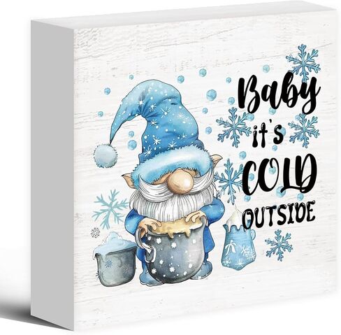 Luipk Blue Winter Christmas Truck Snowman Wood Box Sign Desk Decor, Snowman Christmas Decorations, Winter Wooden Block Sign Decorations for Home Room Wall Tabletop Shelf Decor, 5x5 Inch in Saudi Arabia