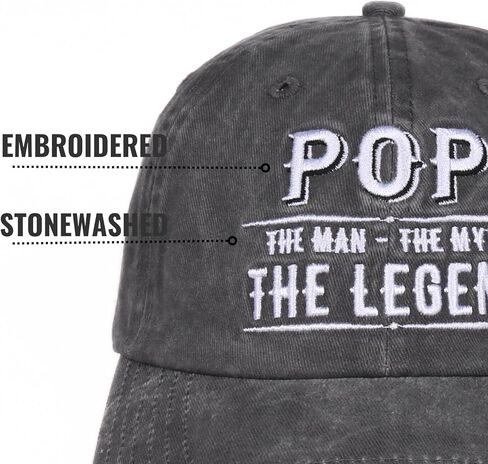 Pop Gifts Embroidered Cap, Funny Grandpa Gifts for Men, Adjustable Hat Gifts Accessory for Birthday & Christmas Grey in Saudi Arabia