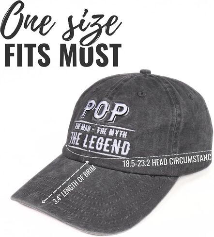 Pop Gifts Embroidered Cap, Funny Grandpa Gifts for Men, Adjustable Hat Gifts Accessory for Birthday & Christmas Grey in Saudi Arabia