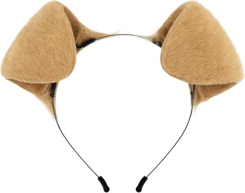 Furry Dog Ears Headband & Tail Costume - Faux Fur Therian Cosplay Accessories for Women Adults Halloween Party in Saudi Arabia