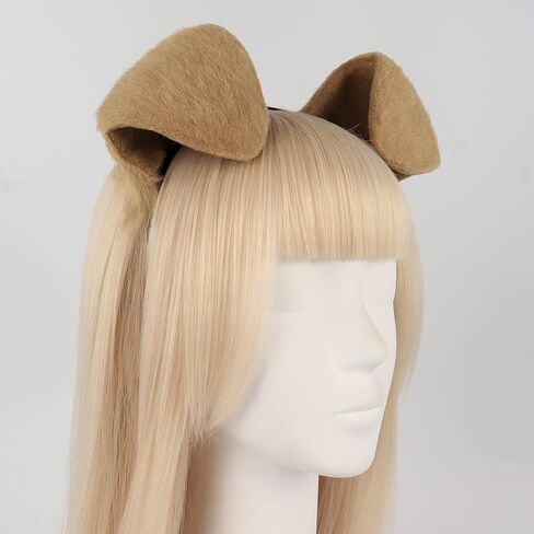 Furry Dog Ears Headband & Tail Costume - Faux Fur Therian Cosplay Accessories for Women Adults Halloween Party in Saudi Arabia