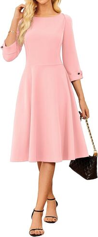 GRACE KARIN Work Dresses for Women 2025 3/4 Sleeve Fit and Flare Business Midi Dress Classy Office Dresses with Pockets in Saudi Arabia