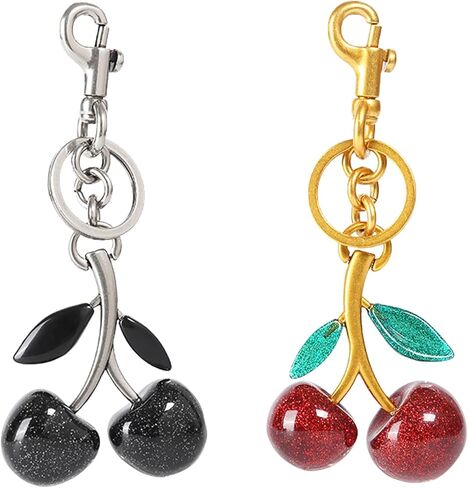 COOLANS 2 قطعة سلاسل المفاتيح الكرز حقيبة Charms سيارة حلقة رئيسية حلية المرأة لطيف الجدة سلاسل المفاتيح حقيبة يد جلدية محفظة سلسلة المفاتيح in Kuwait