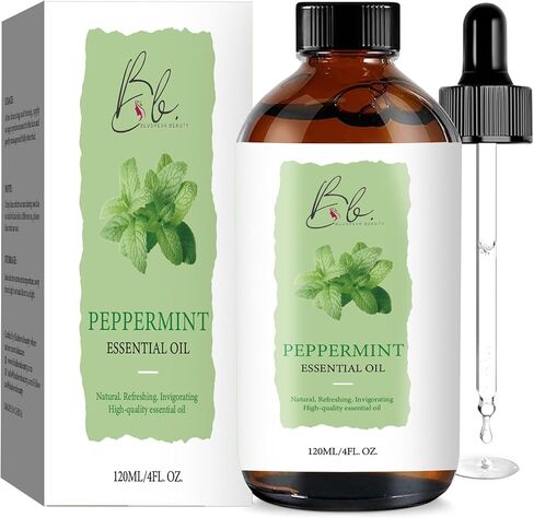 Peppermint Essential Oil Blend (120ml) – Peppermint, Mentha Haplocalyx & Rosehip Oil – Aromatherapy Oil for Diffuser, Massage, Spa, Hair & Skin – Refreshing Scented Oil with Dropper in Saudi Arabia