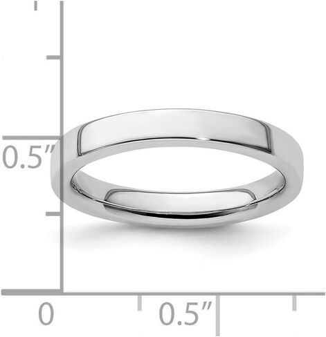 JewelryWeb خاتم من الفضة الإسترليني عيار 925 مصقول قابل للتكديس من الروديوم للنساء in Kuwait