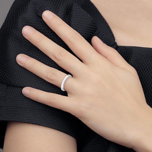 JewelryWeb خاتم من الفضة الإسترليني عيار 925 مصقول قابل للتكديس من الروديوم للنساء in Kuwait