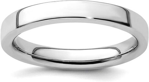 JewelryWeb خاتم من الفضة الإسترليني عيار 925 مصقول قابل للتكديس من الروديوم للنساء in Kuwait