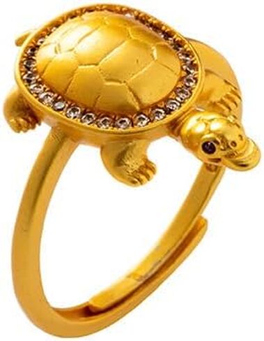 CZ Sea Turtle Adjustable Statement Band Ring for Women Gold Plated Retro Stackable Good Luck Animal Ocean Tortoise Knuckle Finger Open Rings Summer Beach Hawaii Jewelry Birthday Gift for Her Wife Mother in Saudi Arabia
