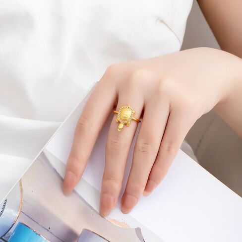 CZ Sea Turtle Adjustable Statement Band Ring for Women Gold Plated Retro Stackable Good Luck Animal Ocean Tortoise Knuckle Finger Open Rings Summer Beach Hawaii Jewelry Birthday Gift for Her Wife Mother in Saudi Arabia