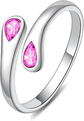 Adjustable Thumb Birthstone Rings for Women 925 Sterling Silver Love Promise Ring for her Daughter Granddaughter Birthday Christmas Gifts in Saudi Arabia