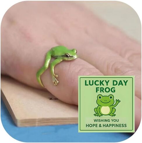 HUASAI Green Frog Rings for Women Adjustable Stackable Knuckle Ring Cute Frog Jewelry Gifts Christmas Stocking Stuffers in Saudi Arabia