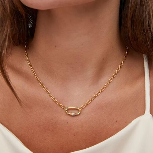 Kendra Scott Bristol Link Necklace, 18K Gold Vermeil, White Sapphire in Saudi Arabia