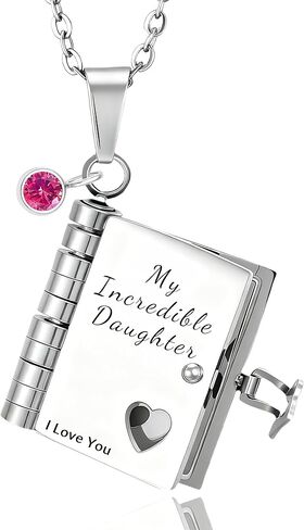To My Daughter Book Necklace My Incredible Daughter Book Necklace Openable 6 Pages of Engraved Information, Unique Daughters Gifts from Mom Mother Grandmother in Kuwait