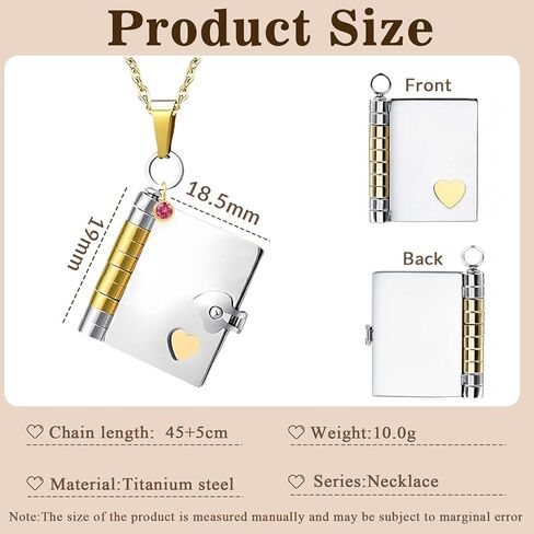 To My Daughter Book Necklace My Incredible Daughter Book Necklace Openable 6 Pages of Engraved Information, Unique Daughters Gifts from Mom Mother Grandmother in Kuwait