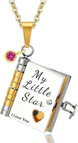 To My Daughter Book Necklace My Incredible Daughter Book Necklace Openable 6 Pages of Engraved Information, Unique Daughters Gifts from Mom Mother Grandmother in Kuwait