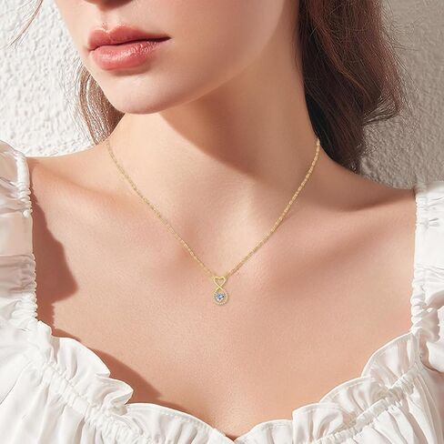sisgem 14k الذهب مكعب زركونيا القلب اللانهاية قلادة للنساء، هدايا مجوهرات لها، 16-18 بوصة in Saudi Arabia