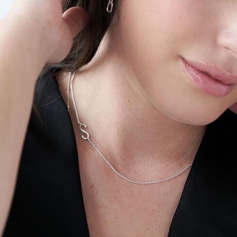 OAK & LUNA - Personalized Side Initial Necklace Up to 2 Custom Initials - Fine Jewelry - 925 Sterling Silver, Gold Vermeil - Dainty Gift for Her, Women, Girlfriend For Birthday, Mother's Day, Anniversary in Saudi Arabia