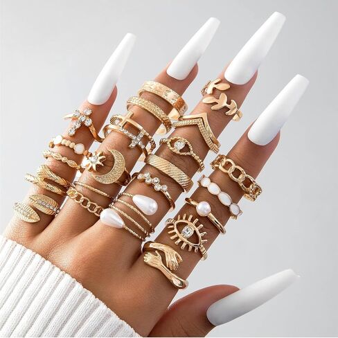 Knuckle Rings Set For Women Stackable Joint Finger Midi Rings Dainty Cubic Zirconia Crystal in Saudi Arabia