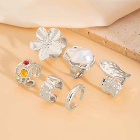 Gold Flower Chunky Statement Ring for Women, Bold Floral Design Thick Band Stackable Jewelry for Everyday Layeringchristmas gifts friendship gifts for women valentines in Saudi Arabia