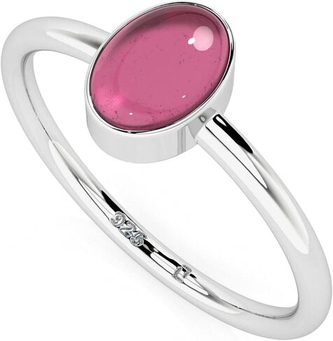 Natural Pink Tourmaline Stackable Ring for Women in Sterling Silver, October Birthstone Handcrafted Jewelry Gifts for Her (Round, Oval, Pear) in Saudi Arabia