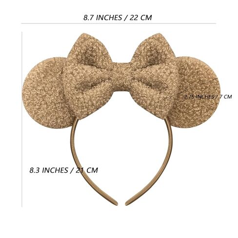 عصابة رأس Trnerm Khaki Mouse Ears للنساء، أربطة شعر لطيفة لعيد الميلاد من القطيفة الناعمة in Kuwait