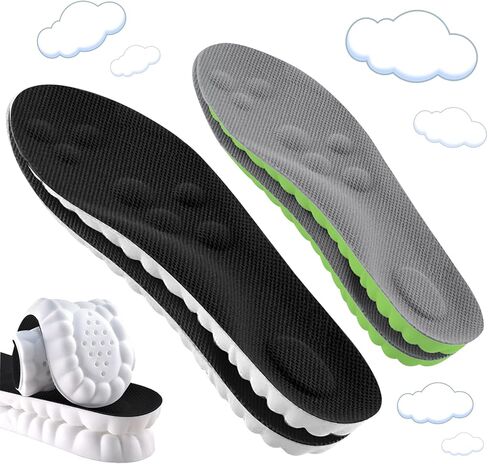 2 Pair Memory Foam 4D Cloud-Like Comfort Insoles for Men Women -Soft Cushioning Trimmable Insole with Arch Support for Foot Pain Relief and Comfort Massage Fatigue Reduction Black 28.5CM in Saudi Arabia