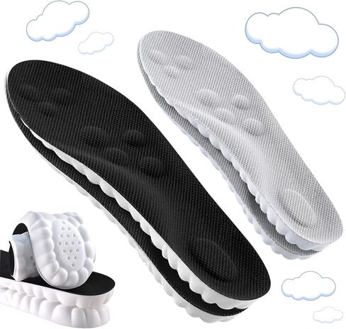 2 Pair Memory Foam 4D Cloud-Like Comfort Insoles for Men Women -Soft Cushioning Trimmable Insole with Arch Support for Foot Pain Relief and Comfort Massage Fatigue Reduction Black 28.5CM in Saudi Arabia