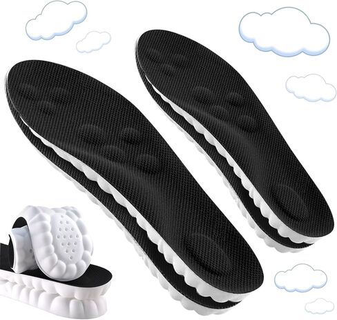 2 Pair Memory Foam 4D Cloud-Like Comfort Insoles for Men Women -Soft Cushioning Trimmable Insole with Arch Support for Foot Pain Relief and Comfort Massage Fatigue Reduction Black 28.5CM in Saudi Arabia