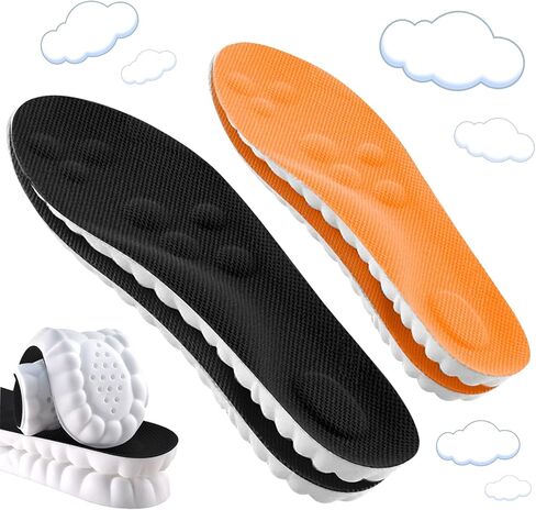 2 Pair Memory Foam 4D Cloud-Like Comfort Insoles for Men Women -Soft Cushioning Trimmable Insole with Arch Support for Foot Pain Relief and Comfort Massage Fatigue Reduction Black 28.5CM in Saudi Arabia