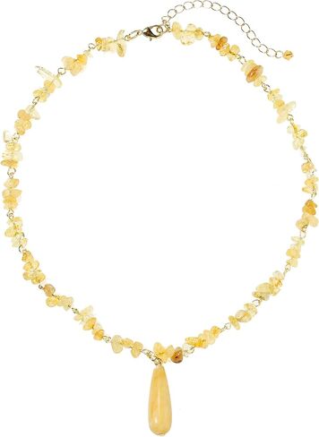 Gemstone Choker and Pendant Boho Hippie Necklace for Women Natural Stone Chip Beaded Surfer Necklaces 14K Real Gold Plated Summer Beach Handmade Jewelry in Saudi Arabia