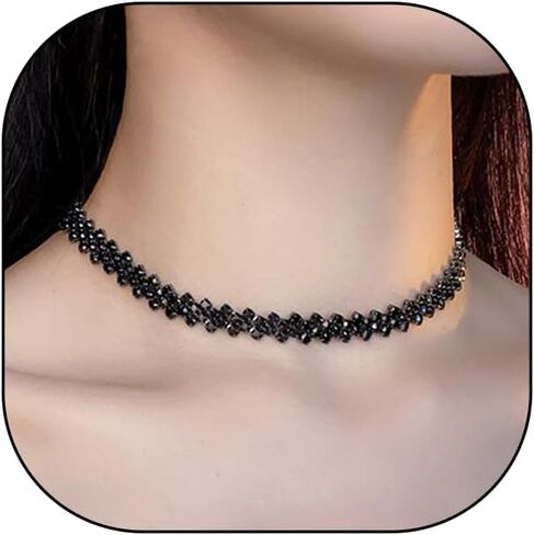 Gold Rhinestone Chokers for Women,Delicate Bilayer Crystal Silver Chain Necklaces,Sparkly Party Prom Accessories for Woman Jewelry Gifts in Saudi Arabia