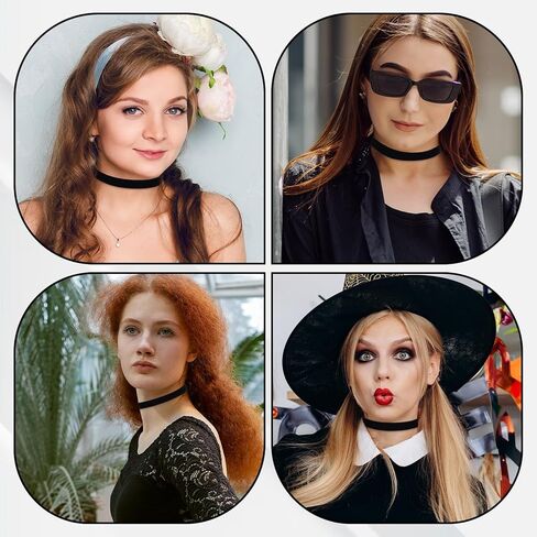2 Pcs Black Choker Necklace, Gothic Velvet Choker Necklaces Adjustable Gothic Chokers 90s Goth Chokerss Necklace Black Velvet Witch Chokers for Valentines Birthday Halloween Cosplay in Saudi Arabia