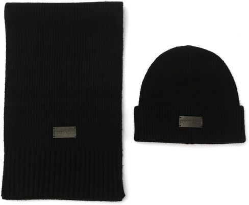 Michael Kors Mens Merino Cuff Hat & Scarf Set, Stylish Fashion Accessory for Winter in Saudi Arabia