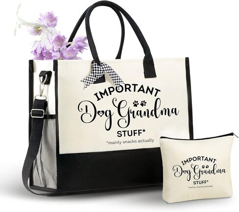 هدايا InnoBeta Dog Grandma، حقيبة حمل من القماش مع سحاب إغلاق علوي وحزام كتف لعيد الميلاد، وعيد الأم، والكريسماس in Saudi Arabia