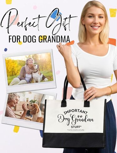 هدايا InnoBeta Dog Grandma، حقيبة حمل من القماش مع سحاب إغلاق علوي وحزام كتف لعيد الميلاد، وعيد الأم، والكريسماس in Saudi Arabia