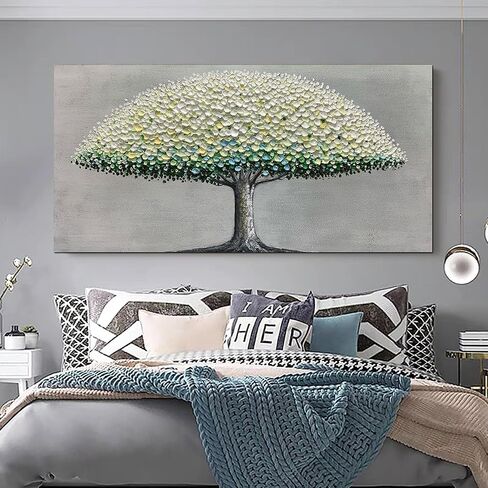 Yotree Oil paintings, 24x36 Inch Golden Flowers Tree Luck Tree Oil Hand Painting Painting 3D Hand-Painted On Canvas Abstract Artwork Art Wood Inside Framed Hanging Wall Decoration Abstract Painting in Saudi Arabia