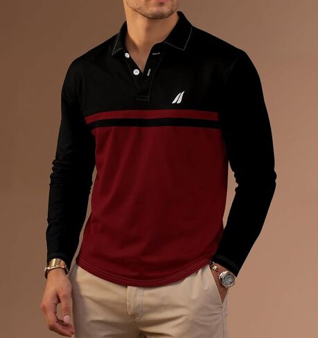 Quick Dry Mens Polo Shirt Long Sleeve Golf Collared Shirt Men Performance, S-2XL in Saudi Arabia