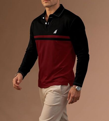 Quick Dry Mens Polo Shirt Long Sleeve Golf Collared Shirt Men Performance, S-2XL in Saudi Arabia