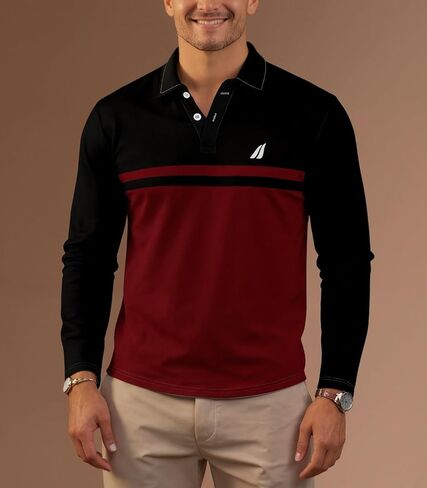 Quick Dry Mens Polo Shirt Long Sleeve Golf Collared Shirt Men Performance, S-2XL in Saudi Arabia