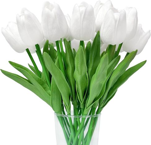 20 Pcs Fake Tulips Artificial Flowers Real Look PU Realistic Artificial Tulips for DIY Home Wedding Bouquet Decorations Floral Arrangements in Saudi Arabia