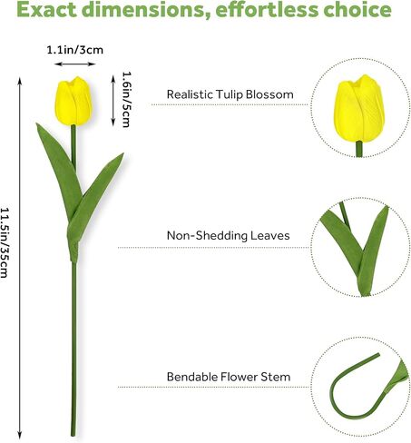 20 Pcs Fake Tulips Artificial Flowers Real Look PU Realistic Artificial Tulips for DIY Home Wedding Bouquet Decorations Floral Arrangements in Saudi Arabia