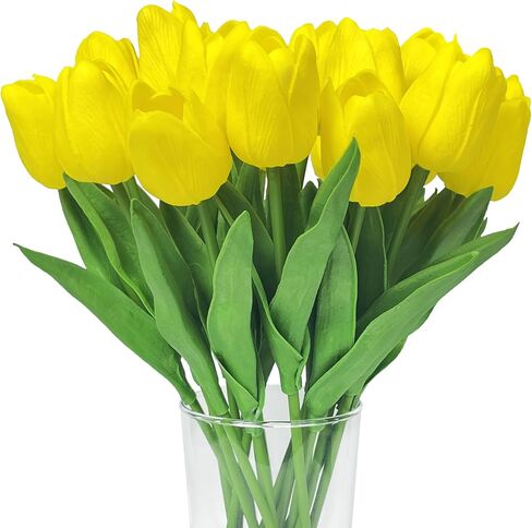 20 Pcs Fake Tulips Artificial Flowers Real Look PU Realistic Artificial Tulips for DIY Home Wedding Bouquet Decorations Floral Arrangements in Saudi Arabia