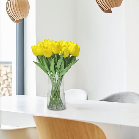 20 Pcs Fake Tulips Artificial Flowers Real Look PU Realistic Artificial Tulips for DIY Home Wedding Bouquet Decorations Floral Arrangements in Saudi Arabia