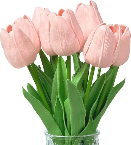 20 Pcs Fake Tulips Artificial Flowers Real Look PU Realistic Artificial Tulips for DIY Home Wedding Bouquet Decorations Floral Arrangements in Saudi Arabia