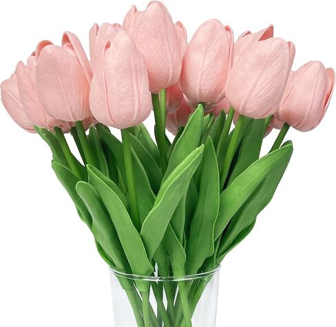 20 Pcs Fake Tulips Artificial Flowers Real Look PU Realistic Artificial Tulips for DIY Home Wedding Bouquet Decorations Floral Arrangements in Saudi Arabia