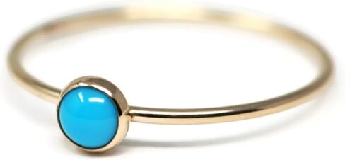 Salish Sea Inspirations 4mm Arizona Turquoise 14K Gold Filled Skinny Ring Sizes 5-8 in Kuwait